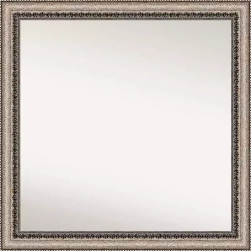 30" x 30" Non-Beveled Lyla Ornate Bathroom Wall Mirror Silver - Amanti Art: Modern Square Polystyrene Frame, Wall Mounted