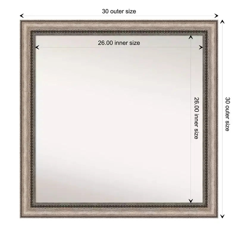 Specchio da parete per bagno Lyla ornato non smussato, argento, 76 x 76 cm: cornice quadrata moderna in polistirene, a parete