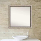 Specchio da parete per bagno Lyla ornato non smussato, argento, 76 x 76 cm: cornice quadrata moderna in polistirene, a parete