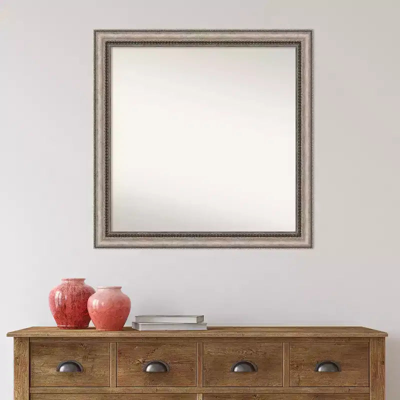 Specchio da parete per bagno Lyla ornato non smussato, argento, 76 x 76 cm: cornice quadrata moderna in polistirene, a parete