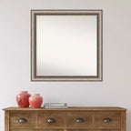 Specchio da parete per bagno Lyla ornato non smussato, argento, 76 x 76 cm: cornice quadrata moderna in polistirene, a parete