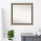 Specchio da parete per bagno Lyla ornato non smussato, argento, 76 x 76 cm: cornice quadrata moderna in polistirene, a parete