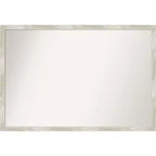 38" x 26" Non-Beveled Crackled Narrow Bathroom Wall Mirror Metallic Silver - Amanti Art: Polystyrene Frame, Includes Mounting Hardware