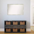 Specchio da parete per bagno sottile in metallo argentato 38" x 26" non smussato con effetto craquelé - : Cornice in polistirolo, include accessori per il montaggio