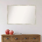 Specchio da parete per bagno sottile in metallo argentato 38" x 26" non smussato con effetto craquelé - : Cornice in polistirolo, include accessori per il montaggio