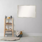 Specchio da parete per bagno sottile in metallo argentato 38" x 26" non smussato con effetto craquelé - : Cornice in polistirolo, include accessori per il montaggio