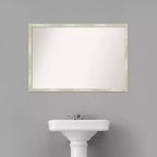 Specchio da parete per bagno sottile in metallo argentato 38" x 26" non smussato con effetto craquelé - : Cornice in polistirolo, include accessori per il montaggio