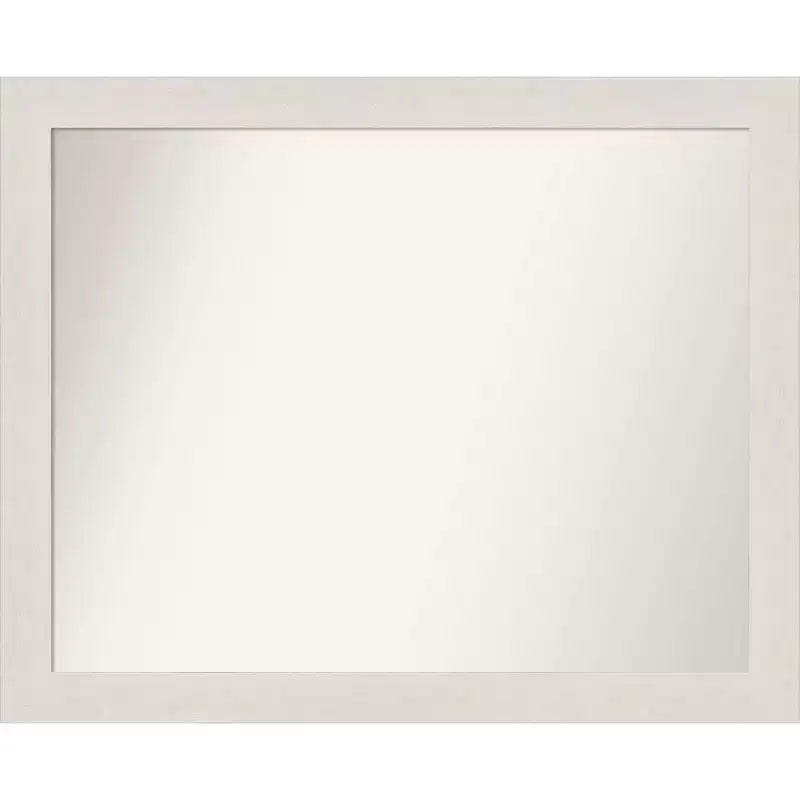 32" x 26" Rustic Plank White Narrow Bathroom Wall Mirror: Wall Mount, Polystyrene Frame - Amanti Art