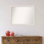 Specchio da parete stretto rustico bianco con cornice in polistirene, 32" x 26": montaggio a parete -