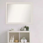 Specchio da parete stretto rustico bianco con cornice in polistirene, 32" x 26": montaggio a parete -