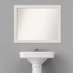 Specchio da parete stretto rustico bianco con cornice in polistirene, 32" x 26": montaggio a parete -