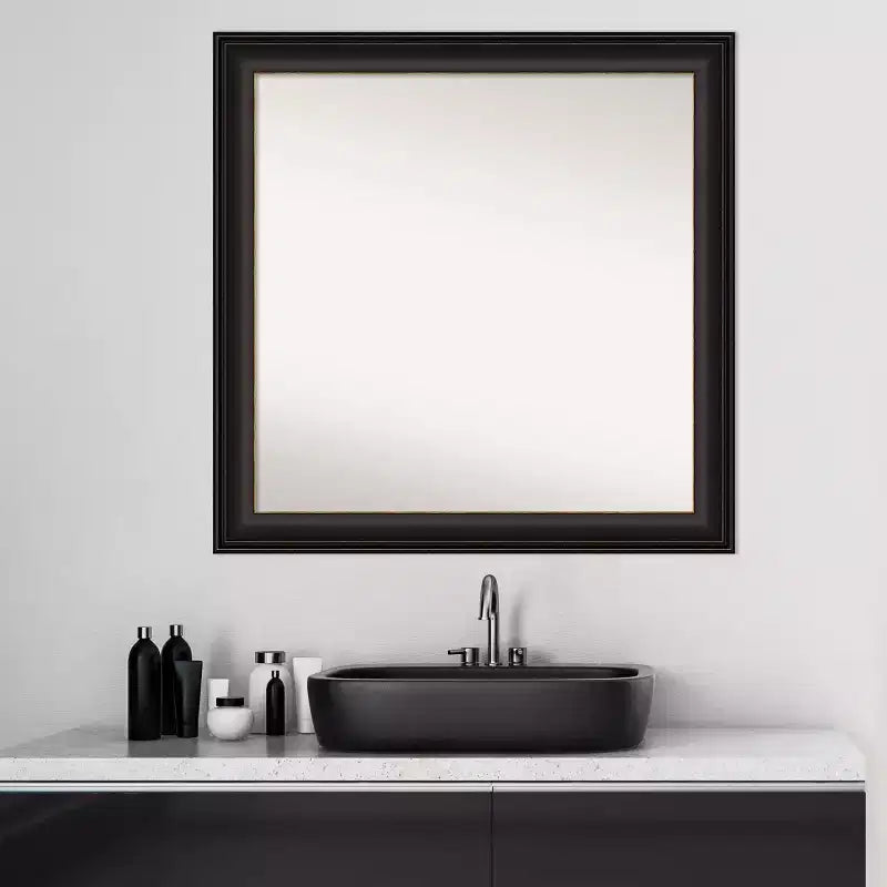 Specchio da parete per bagno Trio da 80 x 80 cm, non smussato, in bronzo lucidato a olio - : Moderno, quadrato, con cornice in polistirene