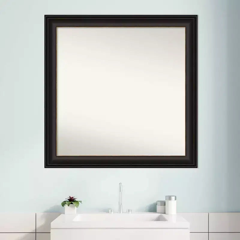 Specchio da parete per bagno Trio da 80 x 80 cm, non smussato, in bronzo lucidato a olio - : Moderno, quadrato, con cornice in polistirene