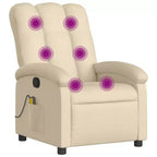 vidaXL Massage Recliner Chair, Adjustable Backrest/Footrest, Cream Fabric Reclining Sofa - White