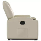Poltrona reclinabile elettrica Power Lift - Poltrona alzapersona in similpelle crema con portabicchieri e tasca per soggiorno, camera da letto