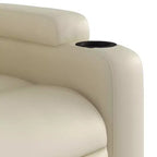 Poltrona reclinabile elettrica Power Lift - Poltrona alzapersona in similpelle crema con portabicchieri e tasca per soggiorno, camera da letto