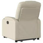 Poltrona reclinabile elettrica Power Lift - Poltrona alzapersona in similpelle crema con portabicchieri e tasca per soggiorno, camera da letto