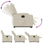 Poltrona reclinabile elettrica Power Lift - Poltrona alzapersona in similpelle crema con portabicchieri e tasca per soggiorno, camera da letto