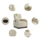 Poltrona reclinabile elettrica Power Lift - Poltrona alzapersona in similpelle crema con portabicchieri e tasca per soggiorno, camera da letto