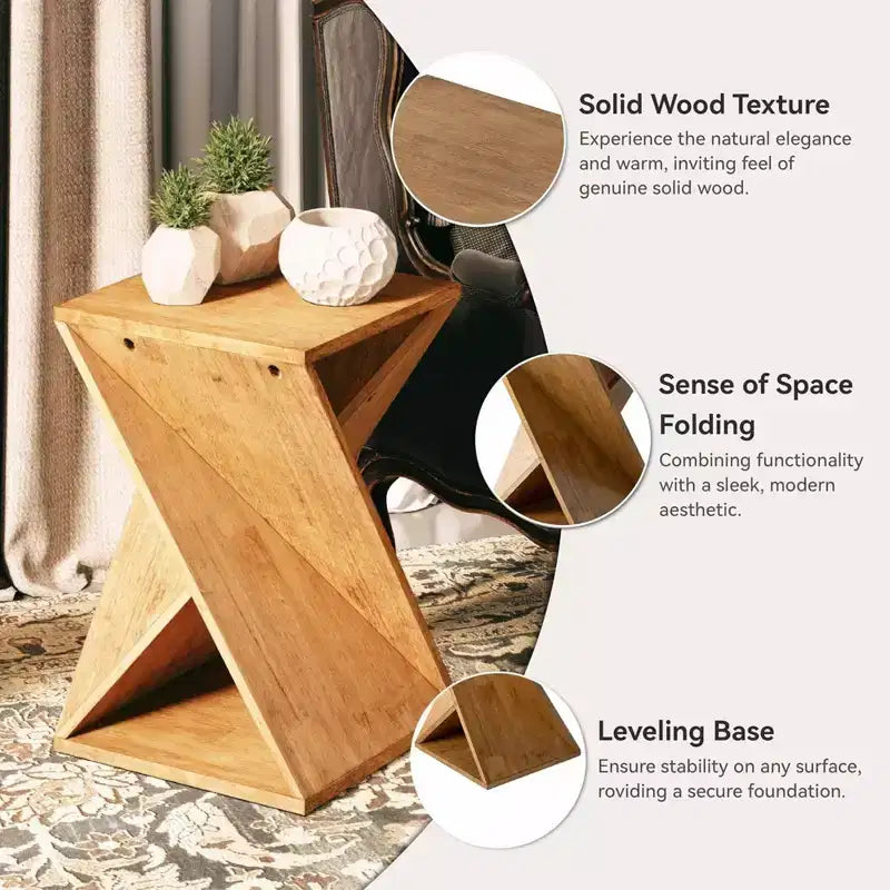 Tavolino da divano rustico, design a piedistallo quadrato solido, per soggiorni, camere da letto o uffici, installazione e montaggio senza problemi, marrone