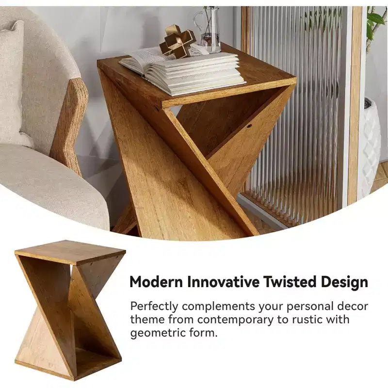 Tavolino da divano rustico, design a piedistallo quadrato solido, per soggiorni, camere da letto o uffici, installazione e montaggio senza problemi, marrone