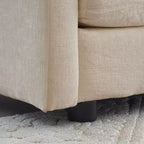 Divano Moderno Metà Secolo a 3 Posti con 2 Cuscini Bracciolo e 3 Cuscini Decorativi per Soggiorno in ciniglia Beige