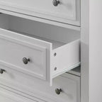 Cassettiera a 5 cassetti per camera da letto, Comò stretto stile rustico alto 122 cm, Cassettiera stretta in legno per armadio, soggiorno, appartamenti