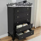 Cassettiera a 5 cassetti per camera da letto, Comò stretto stile rustico alto 122 cm, Cassettiera stretta in legno per armadio, soggiorno, appartamenti