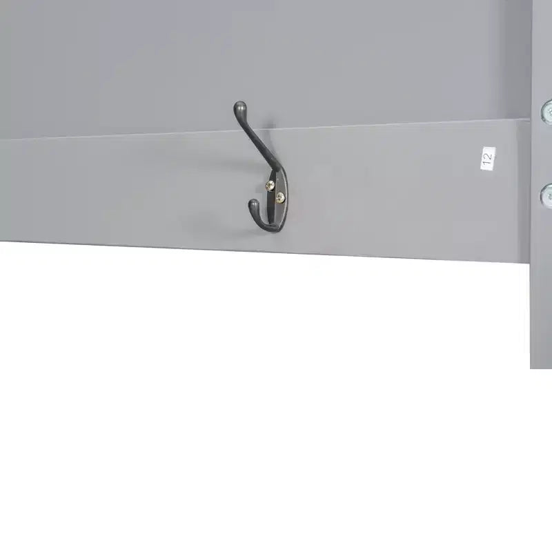Letto a castello in legno queen size con ripiani portaoggetti, contenitore, luce a LED e stazione di ricarica USB