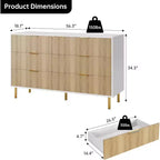 Comò moderno a 6 cassetti per camera da letto con maniglia dorata e cassetti grandi, doppio comò in legno e organizzatore di archiviazione per soggiorno
