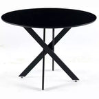 42.1 Round Dining Table for 4-6 People, Mid Century Modern Kitchen Dinner Table with Crossed Legs, Leisure Coffee Table for Kitchen Living Room