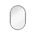 Storied Home Metal Framed Oval Wall Mirror with Balls, Matte Black