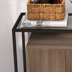 Madia Credenza Contenitore, Tavolo Consolle d'Accento a 2 Ante, Struttura in Acciaio, per Camera da Letto, Soggiorno, Cucina, Ufficio