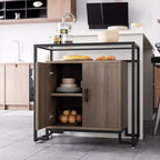 Madia Credenza Contenitore, Tavolo Consolle d'Accento a 2 Ante, Struttura in Acciaio, per Camera da Letto, Soggiorno, Cucina, Ufficio