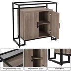Madia Credenza Contenitore, Tavolo Consolle d'Accento a 2 Ante, Struttura in Acciaio, per Camera da Letto, Soggiorno, Cucina, Ufficio