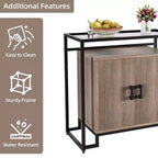 Madia Credenza Contenitore, Tavolo Consolle d'Accento a 2 Ante, Struttura in Acciaio, per Camera da Letto, Soggiorno, Cucina, Ufficio