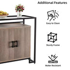 Madia Credenza Contenitore, Tavolo Consolle d'Accento a 2 Ante, Struttura in Acciaio, per Camera da Letto, Soggiorno, Cucina, Ufficio