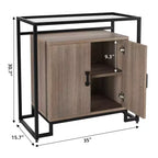 Madia Credenza Contenitore, Tavolo Consolle d'Accento a 2 Ante, Struttura in Acciaio, per Camera da Letto, Soggiorno, Cucina, Ufficio