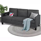 TYBOATLE 72 3-Seater Sofa with USB Ports, Mid-Century Modern Gray Couch for Living Room, Bedroom, Apartment  Comfy & Space-Saving Design