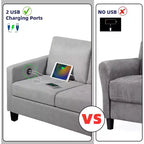 Divano a 3 posti da 72 pollici con porte USB, divano grigio moderno di metà secolo per soggiorno, camera da letto, appartamento, design confortevole e salvaspazio