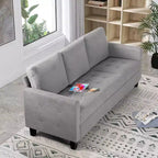 Divano a 3 posti da 72 pollici con porte USB, divano grigio moderno di metà secolo per soggiorno, camera da letto, appartamento, design confortevole e salvaspazio