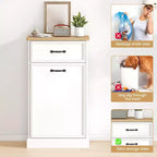 Pattumiera singola da 38 litri con apertura a ribalta - Mobiletto per raccolta differenziata, bianco, autoportante, per cucina, sala da pranzo, salotto