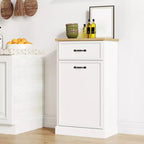 Pattumiera singola da 38 litri con apertura a ribalta - Mobiletto per raccolta differenziata, bianco, autoportante, per cucina, sala da pranzo, salotto