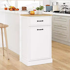 Pattumiera singola da 38 litri con apertura a ribalta - Mobiletto per raccolta differenziata, bianco, autoportante, per cucina, sala da pranzo, salotto