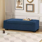 TUYOHW 50 Ottoman Bench in Textured Boucle, Rectangular Design with Hinged Lid for Seating Hidden Storage for Living Room