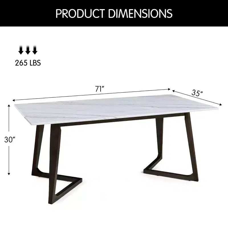 Tavolo da pranzo con piano in finto marmo solido
