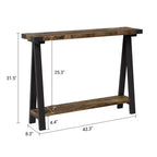 Tavolo Consolle per Ingresso, Tavolo d'Ingresso a 2 Livelli con Contenitore, Consolle Stretta da 110 cm per Soggiorno, Tavolino da Corridoio, Tavolino d'Appoggio Laterale