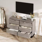 7 Cassettiera per camera da letto, Cassettiera larga 120 cm, Mobile verticale autoportante con cassetti e contenitore, Cassettiera in legno per soggiorno