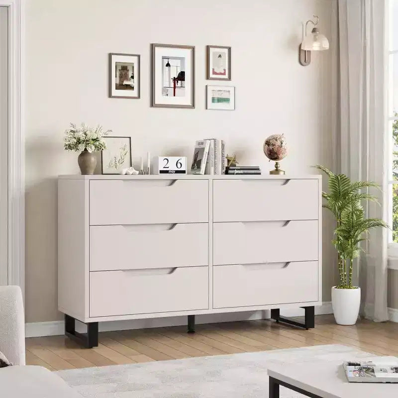 7 Cassettiera per camera da letto, Cassettiera larga 120 cm, Mobile verticale autoportante con cassetti e contenitore, Cassettiera in legno per soggiorno