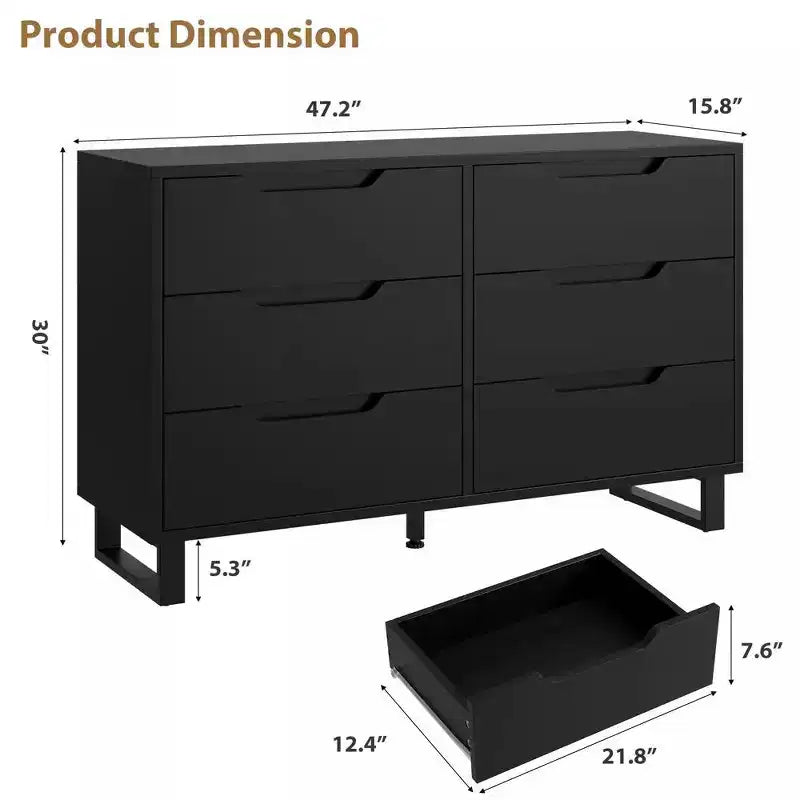 7 Dresser For Bedroom, 47.2 Wide Dresser, Freestanding Vertical Drawer Cabinet With Storage, Wooden Closet Storage Chest For Living Room